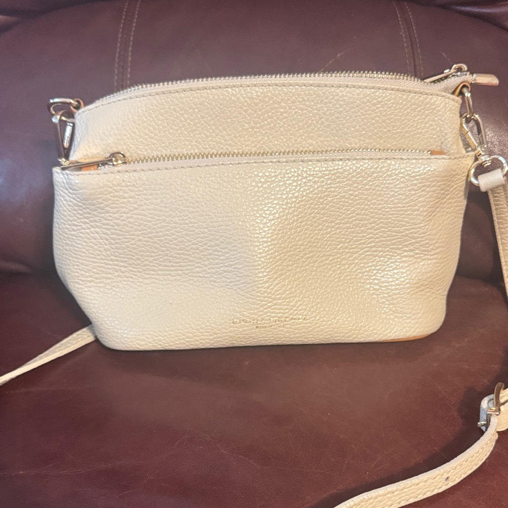Divina  Firenze Elegant Cream Leather Crossbody Bag